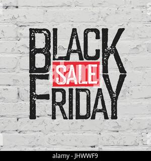 Black Friday Typography on brick wall texture Stock Vector