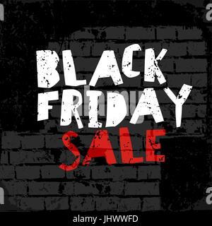 Black Friday poster. On brick wall texture Stock Vector