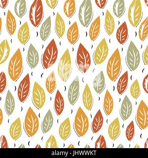 Autumn abstract leaves seamless pattern background Stock Vector
