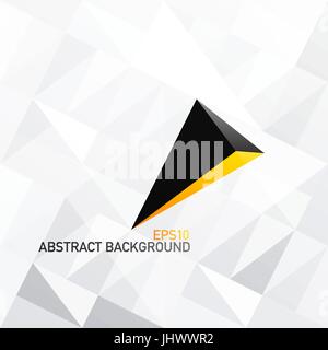 Triangle white abstract background with 3D arrow. Black and Gold Colors. Abstract background for cover designs Stock Vector