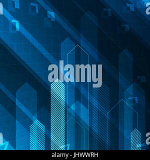 Up arrows on blue abstract technology background. Successful or teamwork concept illustration Stock Vector