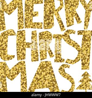 Happy Merry Christmas. Golden glittering. Stock Vector