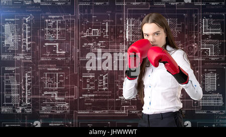 Beautiful businesswoman Architect Engineer Construction Design Concept Stock Photo