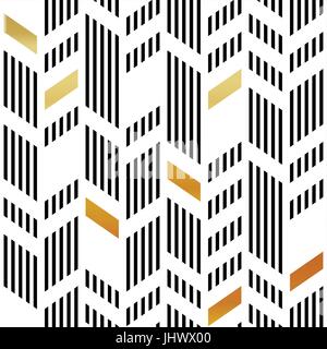Seamless Gold and Black Chevron Pattern. Art Deco Abstract Background. Stock Vector