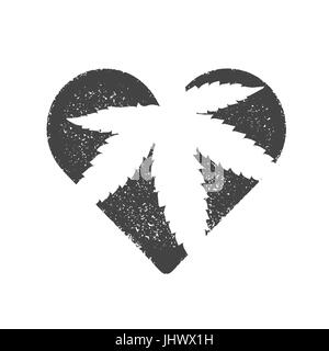 Heart symbol with cannabis leaf inside. Marijuana vector illustration Stock Vector