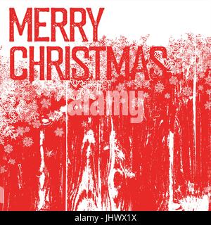 Merry christmas postcard template. Isolated up side (white background). On wooden texture with hand-drawn snowflakes Stock Vector