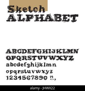 Sketch alphabet. Stock Vector