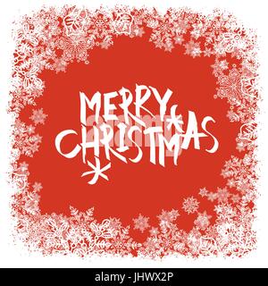 Merry Christmas greeting. Snowflakes frame. Stock Vector