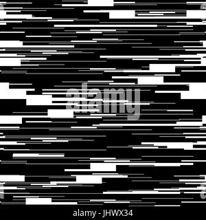 Abstract background with glitch effect, distortion, seamless texture, random horizontal black and white lines Stock Vector