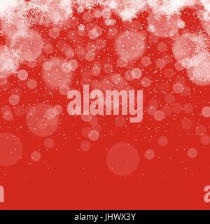 Merry Christmas Abstract Background. Snowflakes pattern. Snowy holiday background. Snow fall. On red. Stock Vector