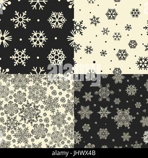 Seamless Snowflakes Patterns. Vector set Stock Vector