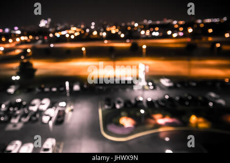 Defocused blur of city lights at night abstract Stock Photo