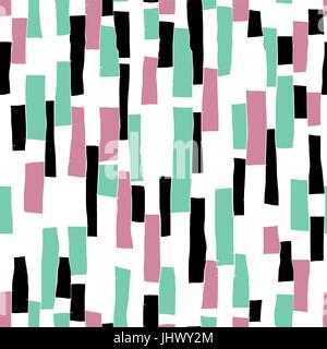 Seamless doodle blocks vertical stripes patchwork pattern Stock Vector