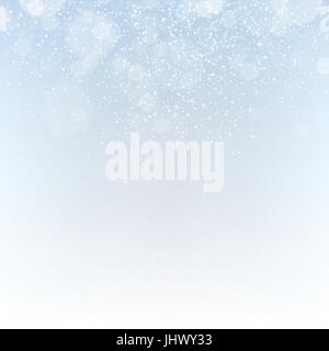 Winter abstract background with falling snowflakes and sparkles. Elegant blurry background for festive decoration. Isolated white. Vector illustration Stock Vector