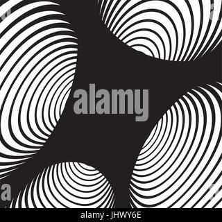Black and white abstract spiral tunnel background. Stock Vector