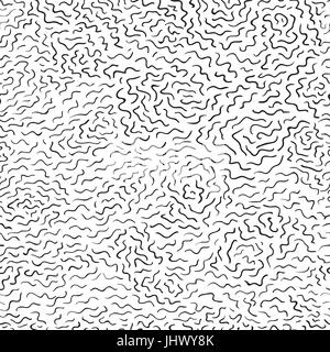 Seamless abstract vector pattern with hand drawn white curved lines on black background. Abstract doodles pattern background Stock Vector