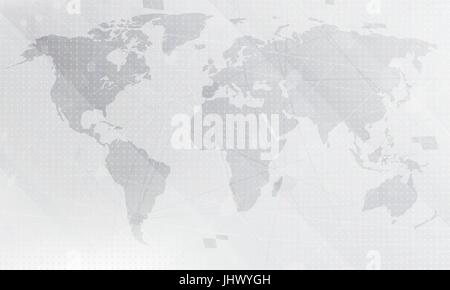 Abstract light grey world map background.  Digital global technology concept. Vector Illustration. Stock Vector
