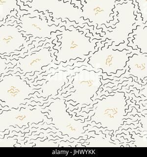 Doodle line seamless pattern background.  Pattern from black hand drawn chaotic curved lines on a white background. Seamless doodle pattern. Stock Vector