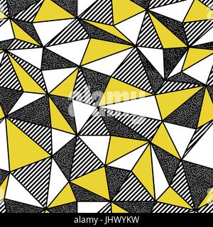 Geometric seamless pattern in retro style. Vintage background. Low poly seamless repeat pattern. Triangular facets. Vector pattern. Stock Vector