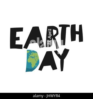 Earth day ecology logotype template. Earth planet in shape letter "D". 22 April text. Abstract holiday logo design. Stock Vector