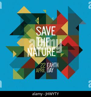 Happy Earth day poster. 22 April. Colorful abstract nature geometric background. Stock Vector