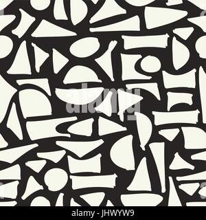 Geometric pattern of black figures on a white background.Seamless in ...