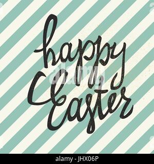 "Happy Easter" calligraphy with gold texture effect. Holiday greetings logotype. Hand drawn vector lettering. Diagonal lines background. Easter greeti Stock Vector