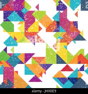 Abstract geometric seamless background. Vector grunge textured aged seamless pattern. Stock Vector