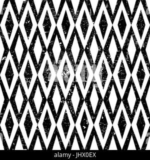 Seamless Vintage Rhombus Pattern. With Grunge Textured Background. Stock Vector