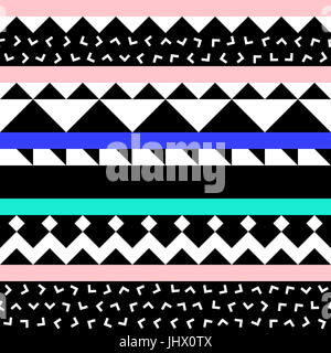 Retro color tribal seamless pattern. Fancy abstract geometric art print. Ethnic hipster ornamental lines backdrop. Stock Photo