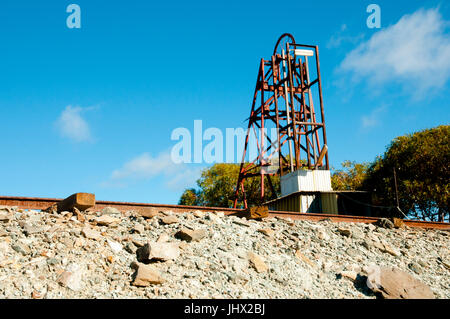 Cart Rails in Abandoned Old Mining Operation Stock Photo