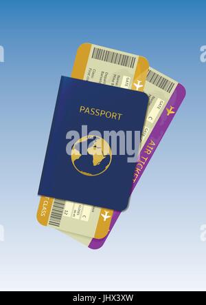 Passport and air tickets Stock Vector
