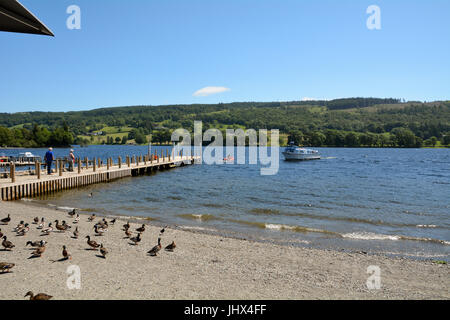 Coniston Boat Jetty on Coniston Water in the Lake District Cumbria England Stock Photo