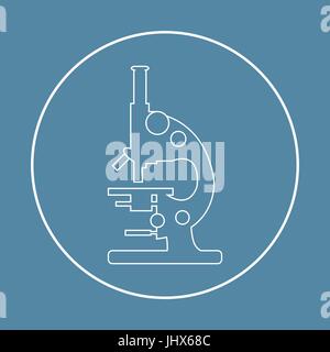 Stylized vector icon of microscope. Magnifying device sign. Laboratory equipment symbol. Stock Vector