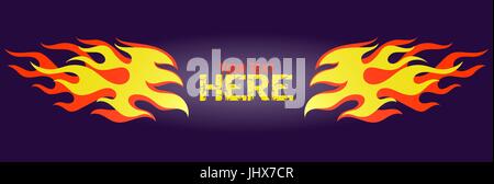 Red and yellow gradient fire frame, old school flame logo, isolated vector illustration Stock Vector