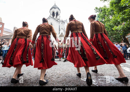 London, UK. 16th July, 2017. Dancers perform at the 7th Armenian Street Festival. © Guy Corbishley/Alamy Live News Stock Photo