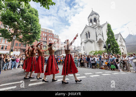 London, UK. 16th July, 2017. Dancers perform at the 7th Armenian Street Festival. © Guy Corbishley/Alamy Live News Stock Photo