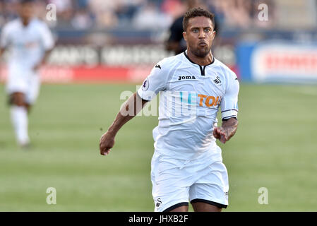Chester, Pennsylvania, USA. 15th July, 2017. Swansea City midfielder WAYNE ROUTLEDGE (15) shown during an international friendly match played at Talen Energy Stadium in Chester, PA. Swansea and the Union played to a 2-2 draw. Credit: Ken Inness/ZUMA Wire/Alamy Live News Stock Photo