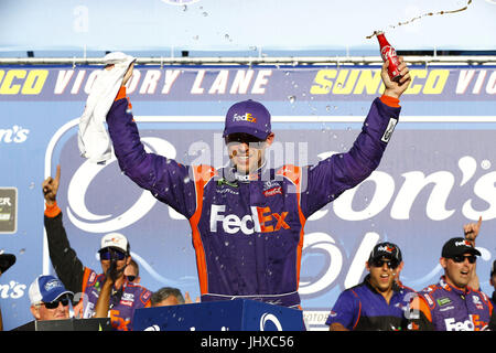 Loudon, NH, USA. 16th July, 2017. July 16, 2017 - Loudon, NH, USA: Denny Hamlin (11) wins the Overton's 301 at New Hampshire Motor Speedway in Loudon, NH. Credit: Chris Owens Asp Inc/ASP/ZUMA Wire/Alamy Live News Stock Photo