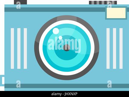 blue photo camera in retro style Stock Vector