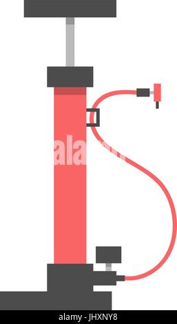 red bicycle pump on white background Stock Vector