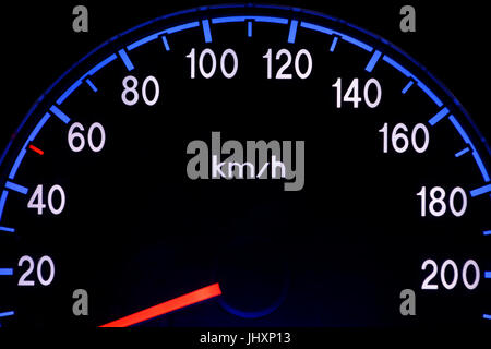 Close up shot of a speedometer in a car Stock Photo