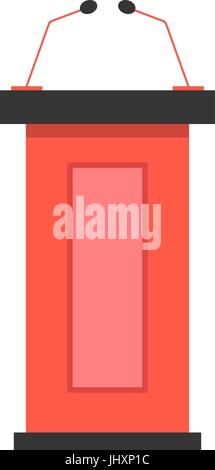 red tribune icon with microphones Stock Vector