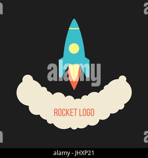 rocket launch logo isolated on black background Stock Vector