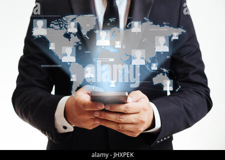 Communication technology concept with businessman Stock Photo