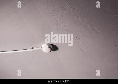 fire smoke detector on ceiling. Fire safety concept Stock Photo