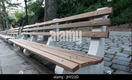 City park benches cement wood, daylight, tranquility, Stock Photo