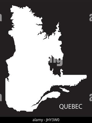 Quebec Canada map black inverted silhouette illustration shape Stock Vector