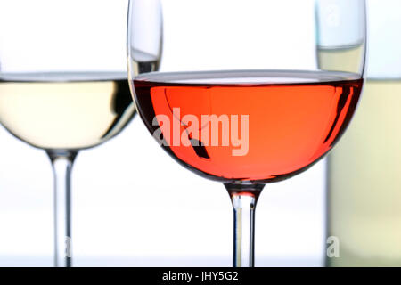 Wineglasses - red wine - white wine, Weinglaeser - Rotwein - Weisswein Stock Photo