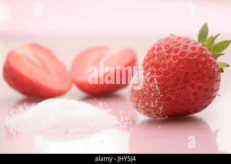 Strawberries with sugar, Erdbeeren mit Zucker Stock Photo